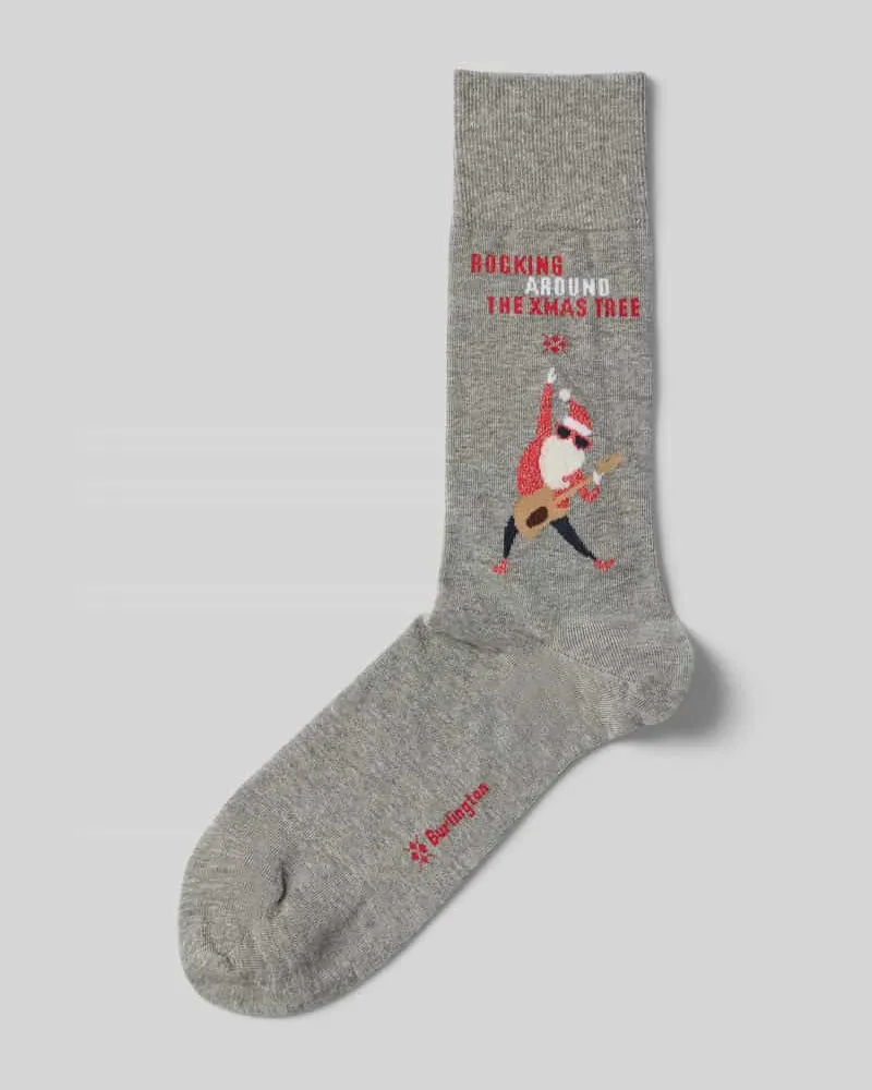 Burlington Socken mit Motiv Modell 'Rocking XMas Mittelgrau