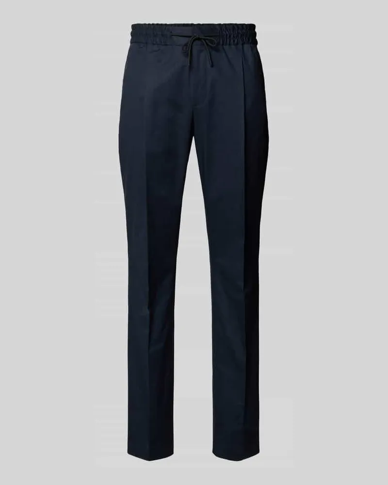HUGO BOSS Slim Fit Bundfaltenhose aus Baumwoll-Mix Modell 'GETLIN251F3 Marine