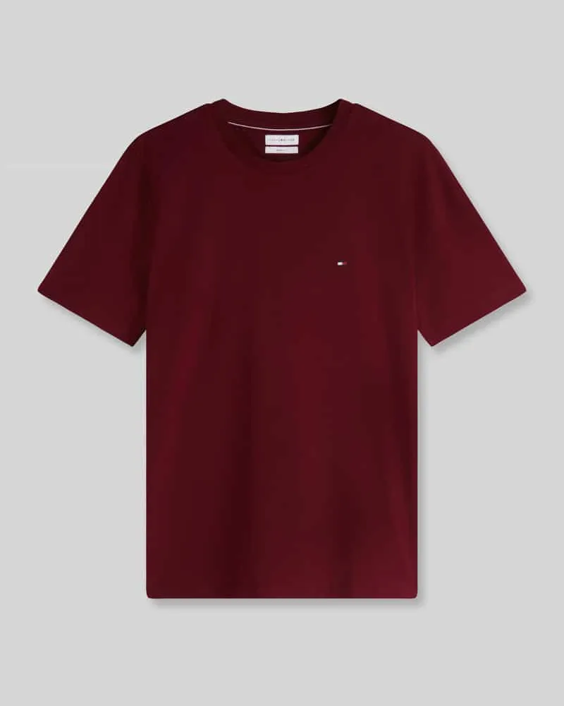 Tommy Hilfiger Regular Fit T-Shirt aus reiner Baumwolle Bordeaux
