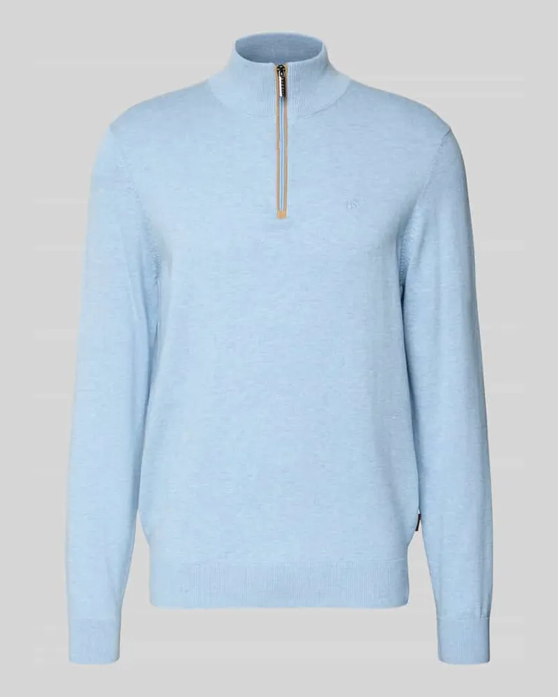 Bugatti Strickpullover mit Stehkragen Hellblau