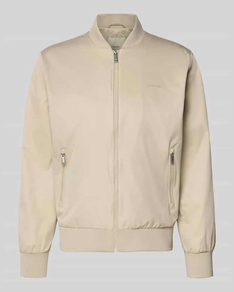 Calvin Klein Bomberjacke mit Reißverschlusstaschen Modell 'MATTE Sand
