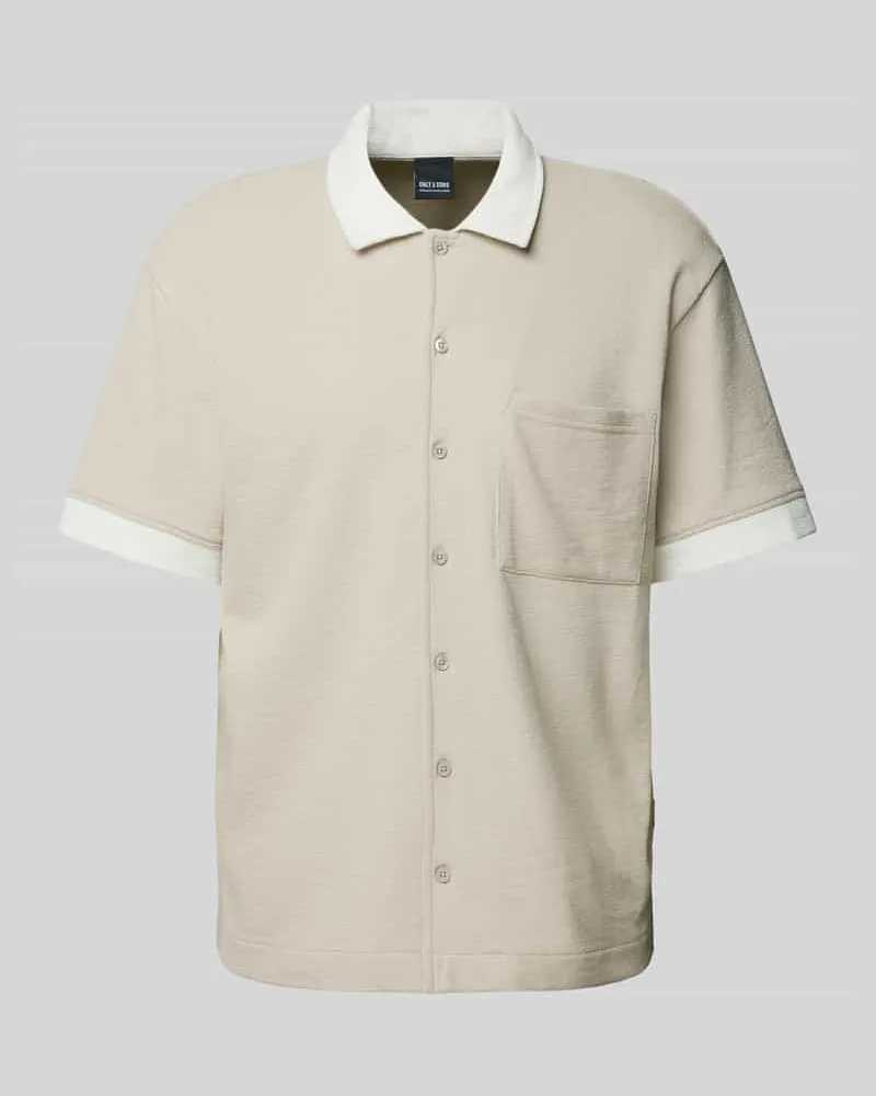 Only & Sons Relaxed Fit Freizeithemd mit 1/2-Arm Modell 'MABON Beige