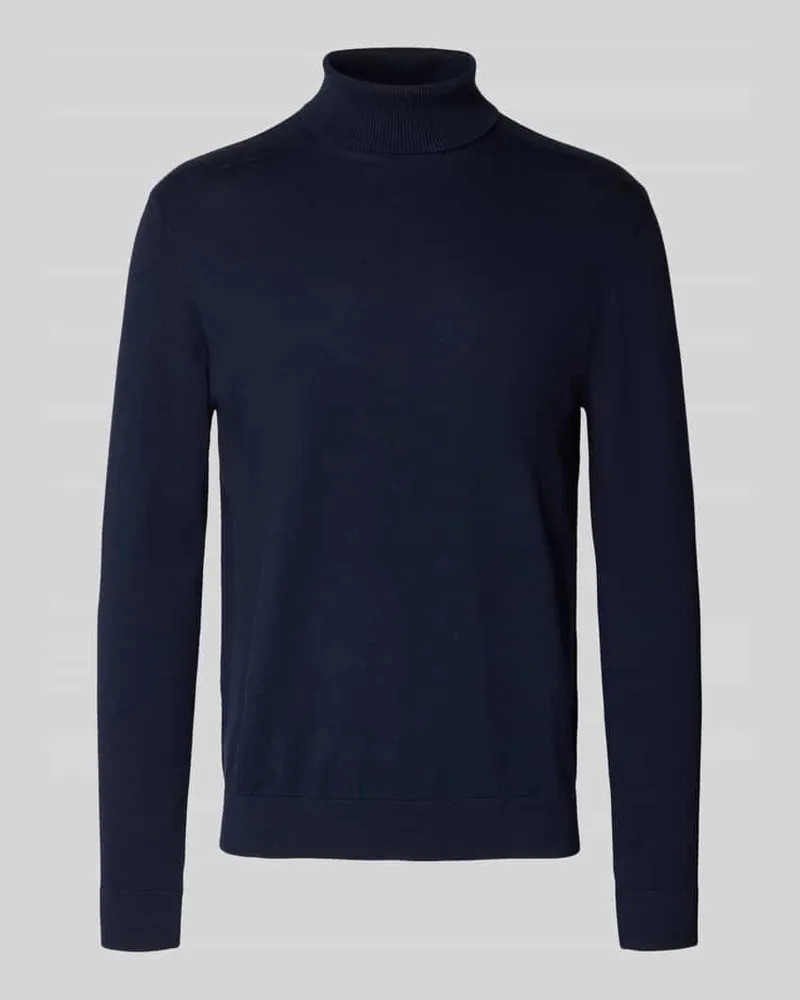 Selected Homme Rollkragenpullover mit gerippten Abschlüssen Dunkelblau