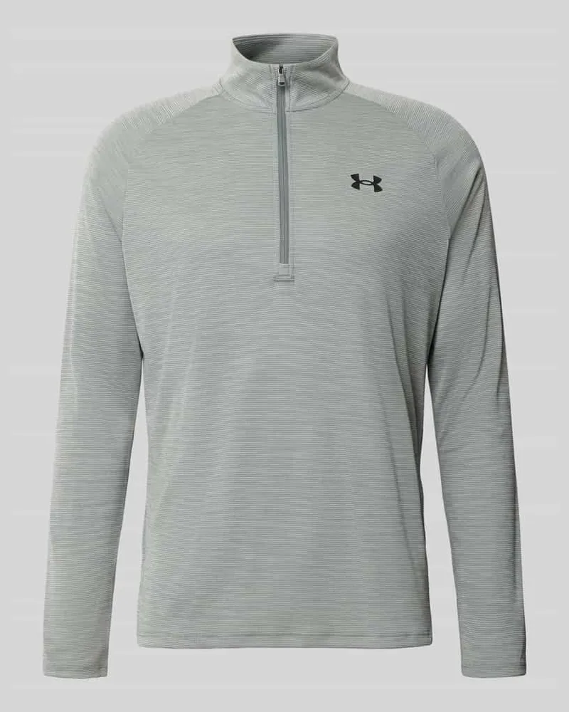 Under Armour Funktionsshirt mit Logo und Reißverschluss Mittelgrau