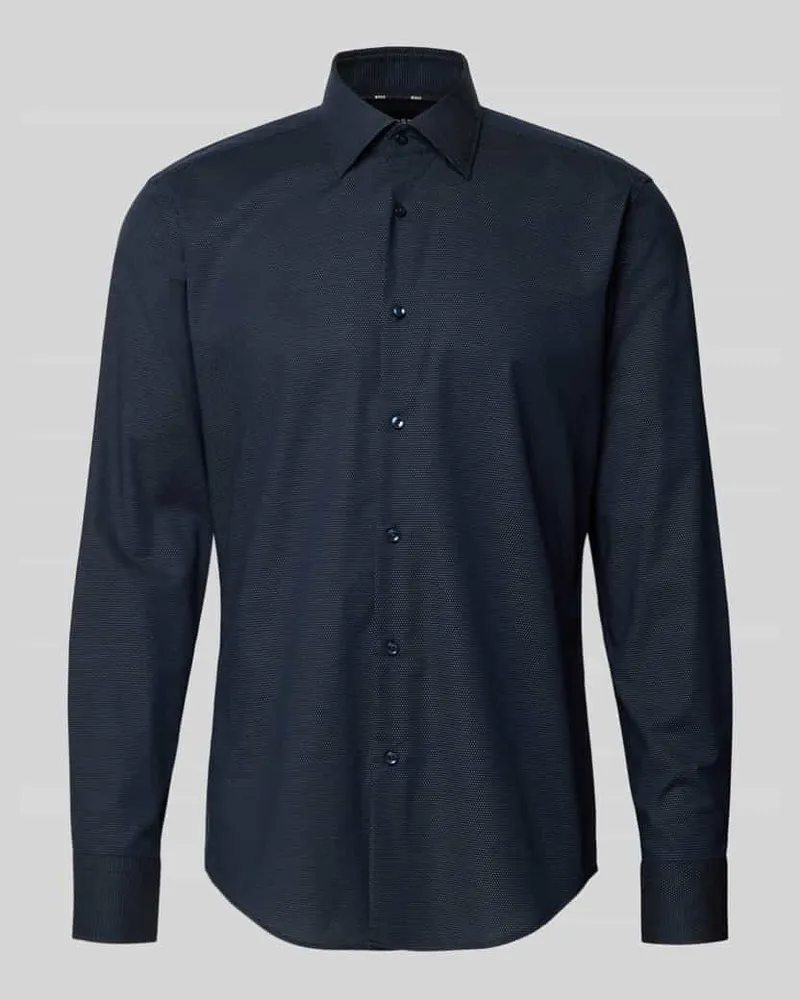 HUGO BOSS Regular Fit Freizeithemd aus Baumwoll-Mix Moell 'JOE Marine