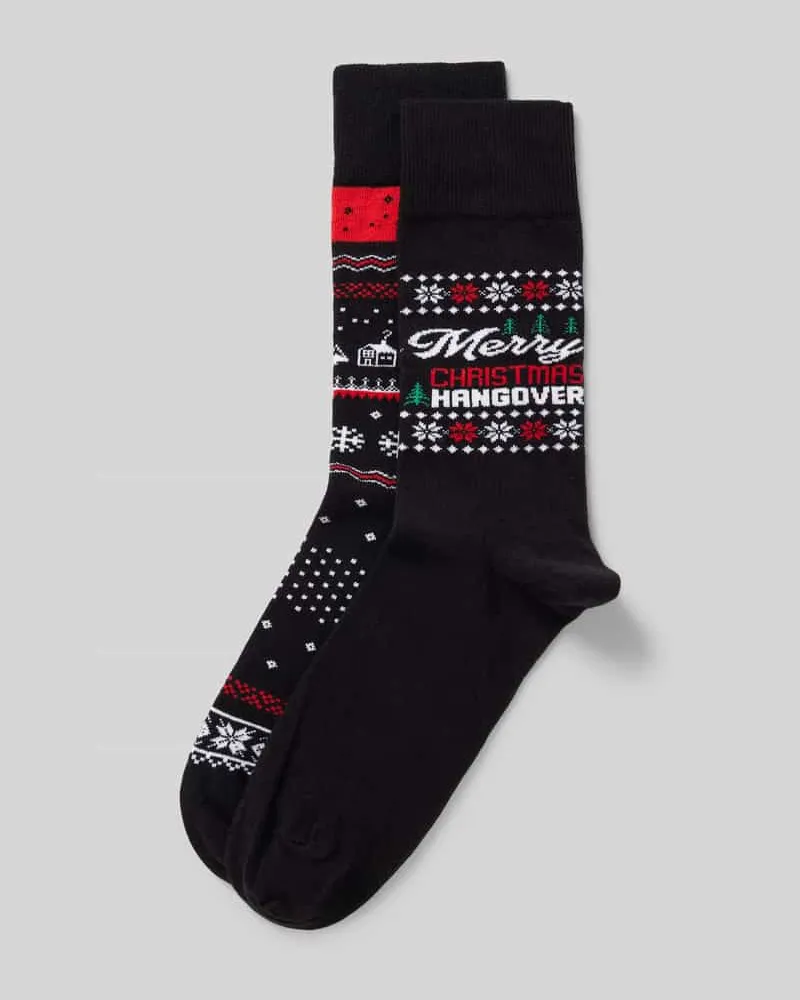 Christian Berg Socken mit Motiv-Stitching im 2er-Pack 