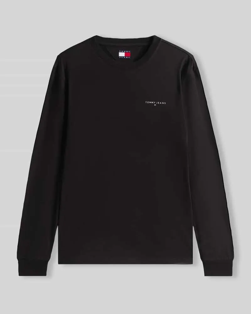 Tommy Hilfiger Slim Fit Langarmshirt aus reiner Baumwolle Black