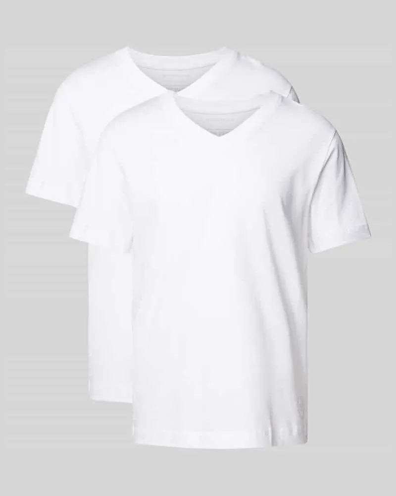 Tom Tailor T-Shirt mit V-Ausschnitt im 2er-Pack Weiss