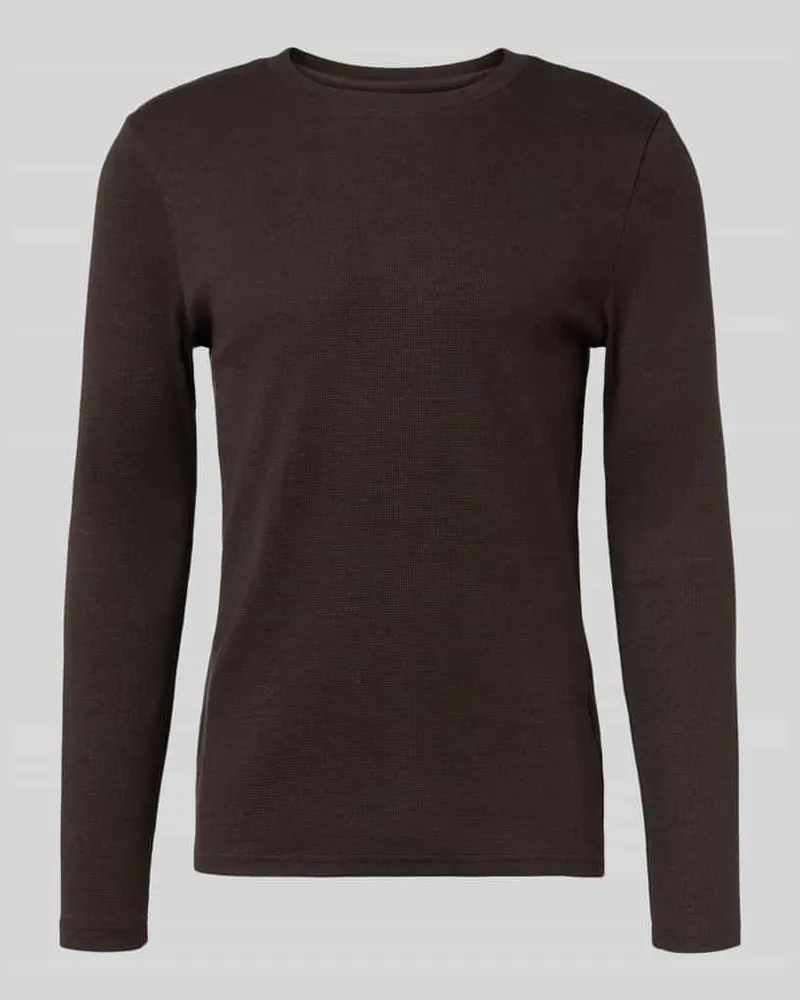 McNeal Longsleeve mit Strukturmuster und Rundhalsausschnitt Schoko