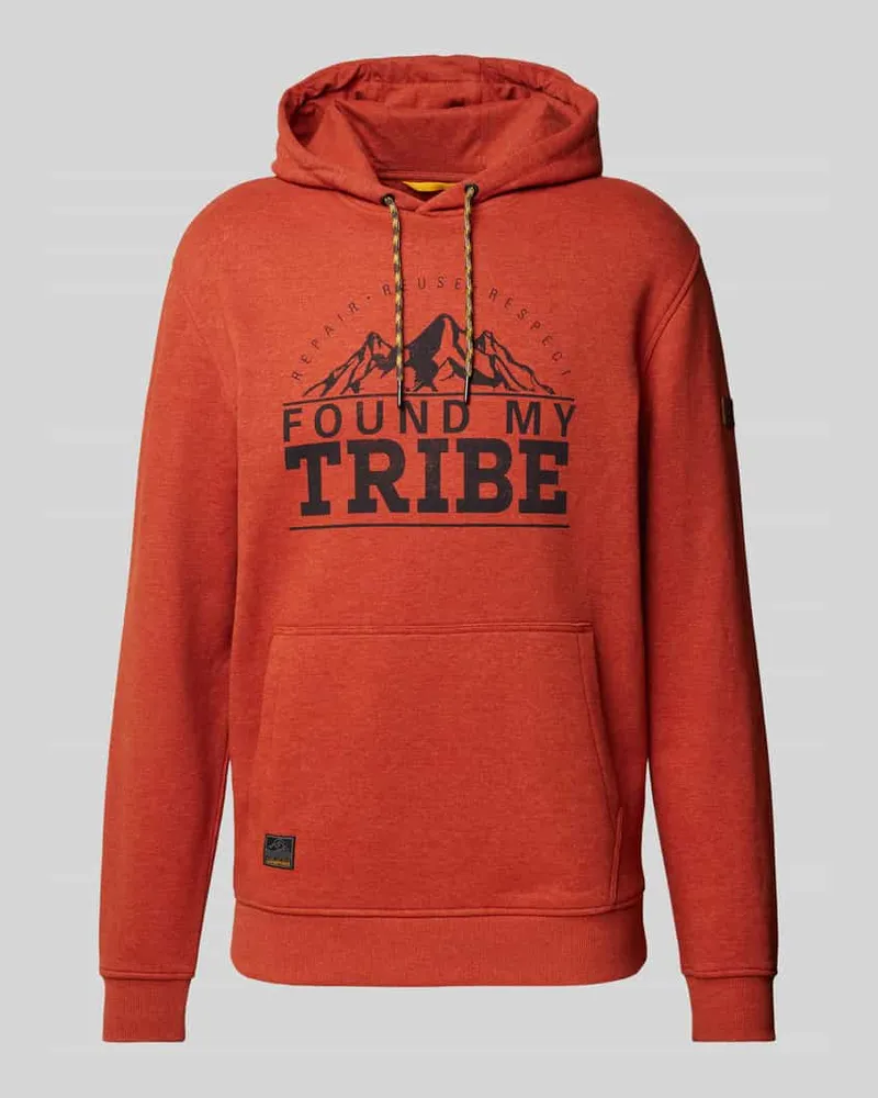 Camel Active Hoodie mit Label-Patch Rot