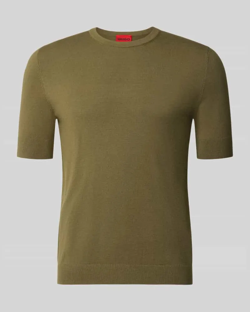 HUGO BOSS Slim Fit T-Shirt aus Feinstrick Modell 'SAN CARL-CV Oliv