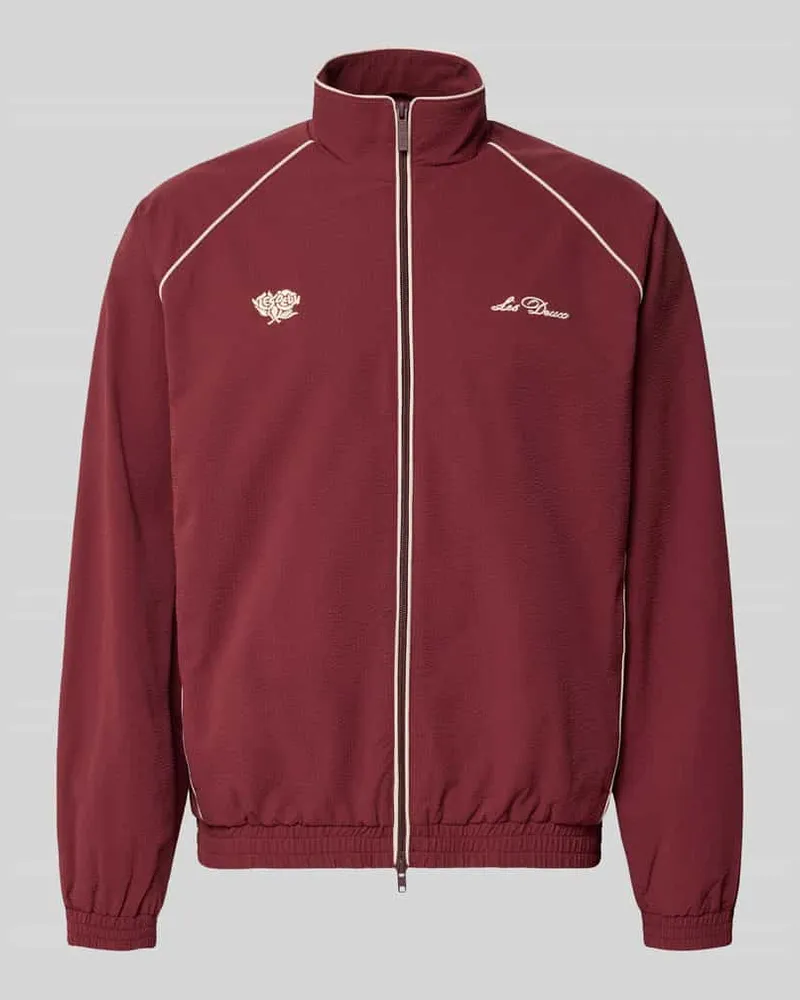 LES DEUX Trainingsjacke mit Label-Stitching Modell 'Seersucker Bordeaux