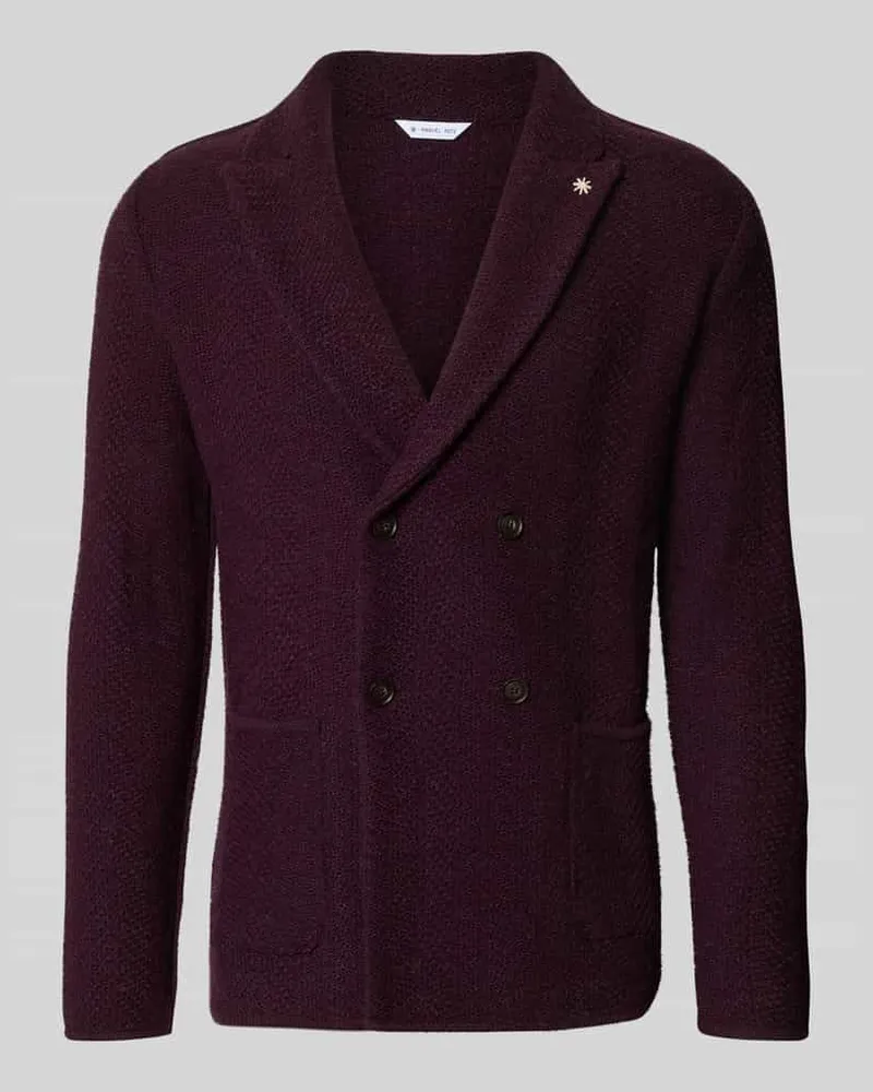 Manuel Ritz Regular Fit Cardigan mit Woll-Alpaka-Anteil in Strick-Optik Bordeaux