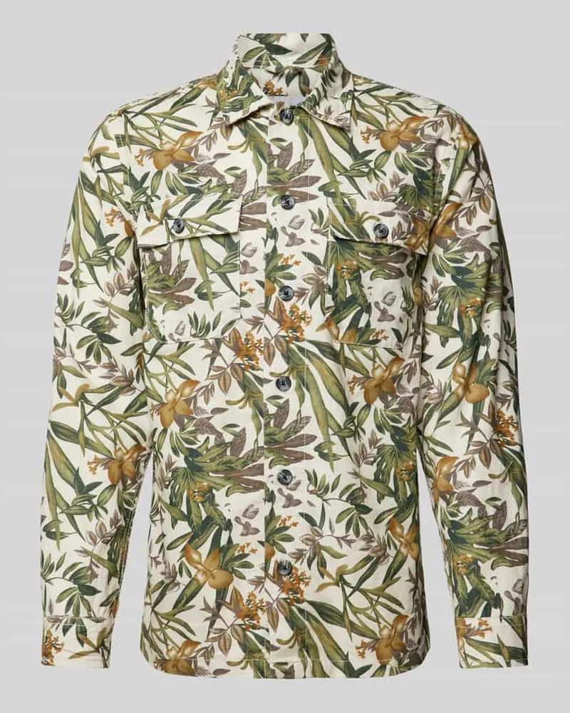 Lindbergh Regular Fit Freizeithemd aus Leinen-Baumwoll-Mix Offwhite