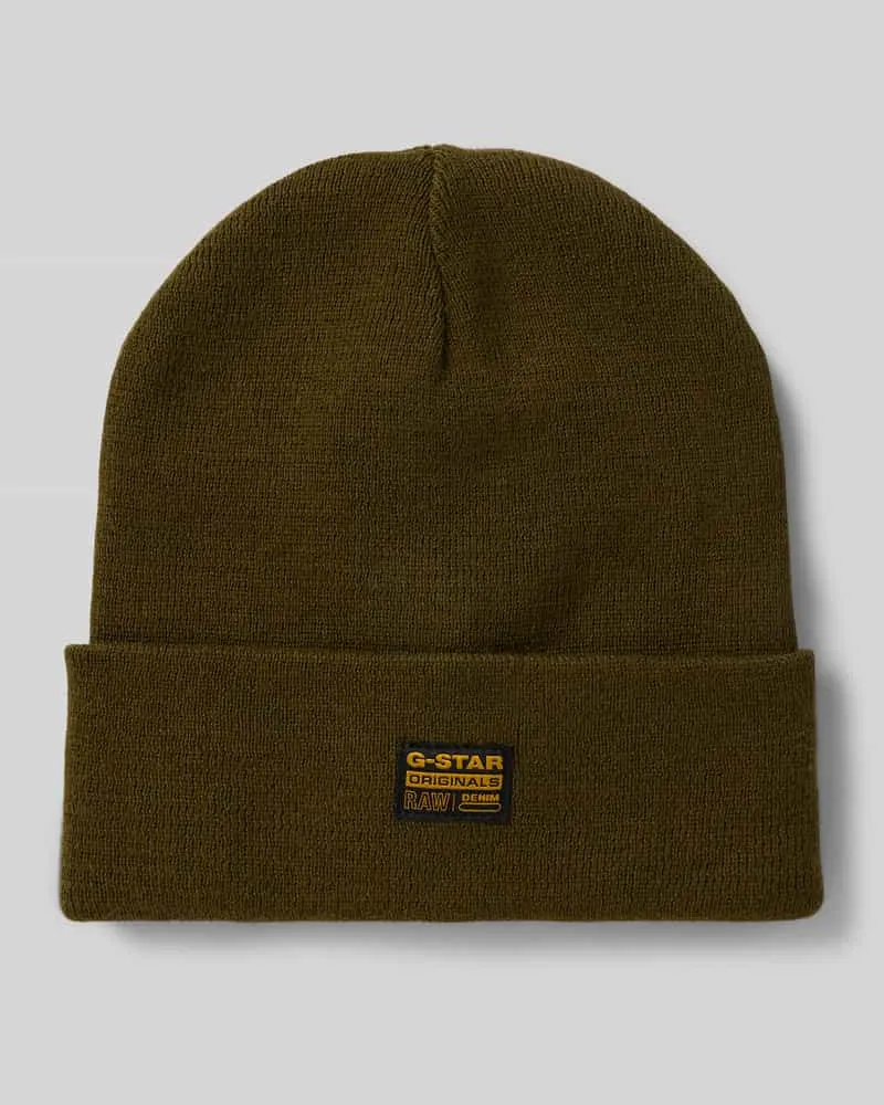 G-STAR RAW Beanie mit Label-Patch Modell 'Effo Oliv