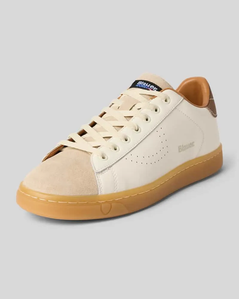 Blauer Sneaker aus Leder-Mix mit Logo-Detail Modell 'Lowell Beige