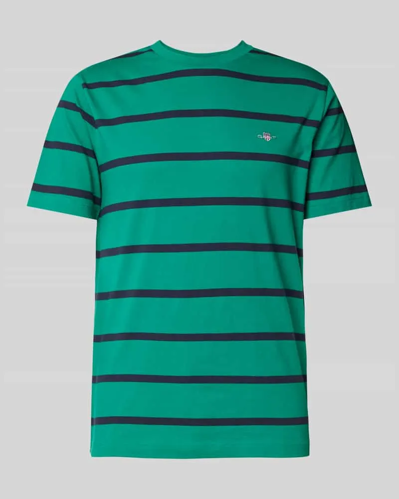 Gant T-Shirt mit Label-Stitching Dunkelgruen