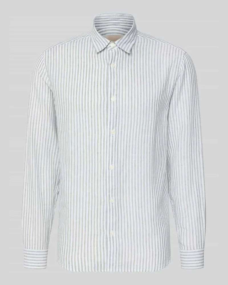 Only & Sons Regular Fit Freizeithemd aus Leinen-Baumwoll-Mix Modell 'CAIDEN Hellgruen