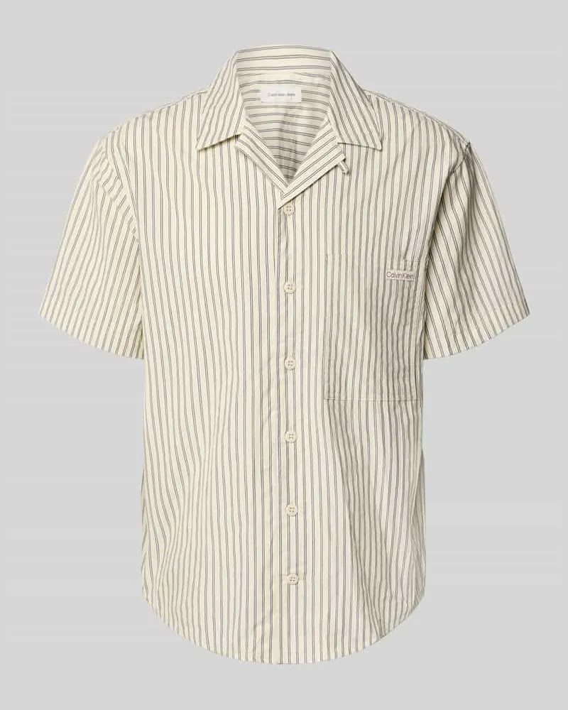 Calvin Klein Regular Fit Freizeithemd mit Brusttasche Beige