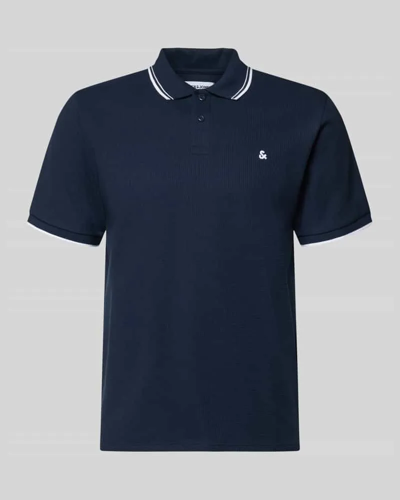 Jack & Jones Regular Fit Poloshirt mit Strukturmuster Modell 'AUSTIN Dunkelblau