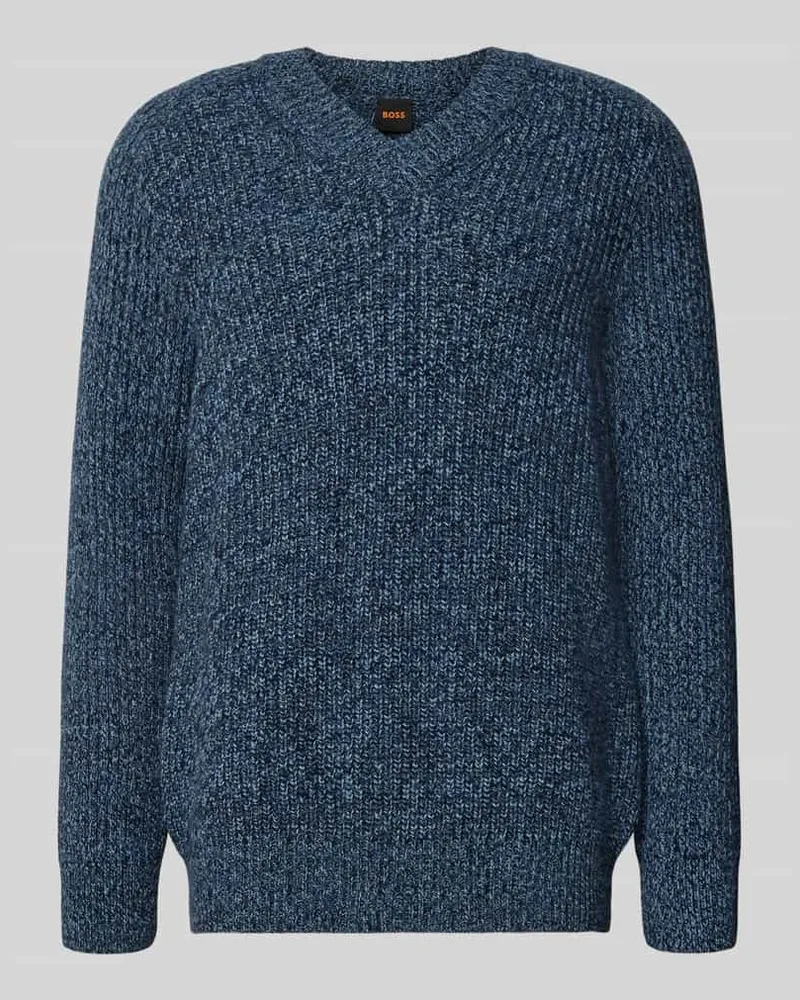 HUGO BOSS Shaped Fit Strickpullover aus Schurwoll-Mix Modell 'KARINET Marine