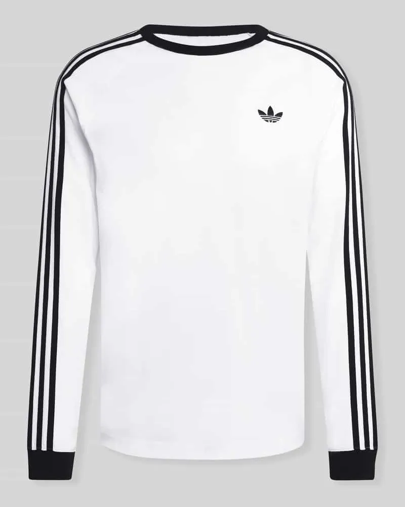 adidas Regular Fit Langarmshirt aus reiner Baumwolle mit Logo-Stitching Weiss