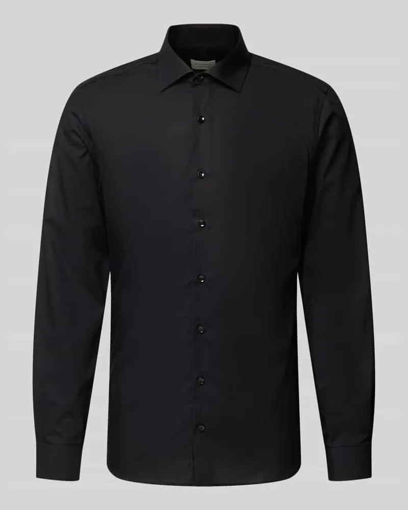 Eterna Slim Fit Business-Hemd mit Knopfleiste Black