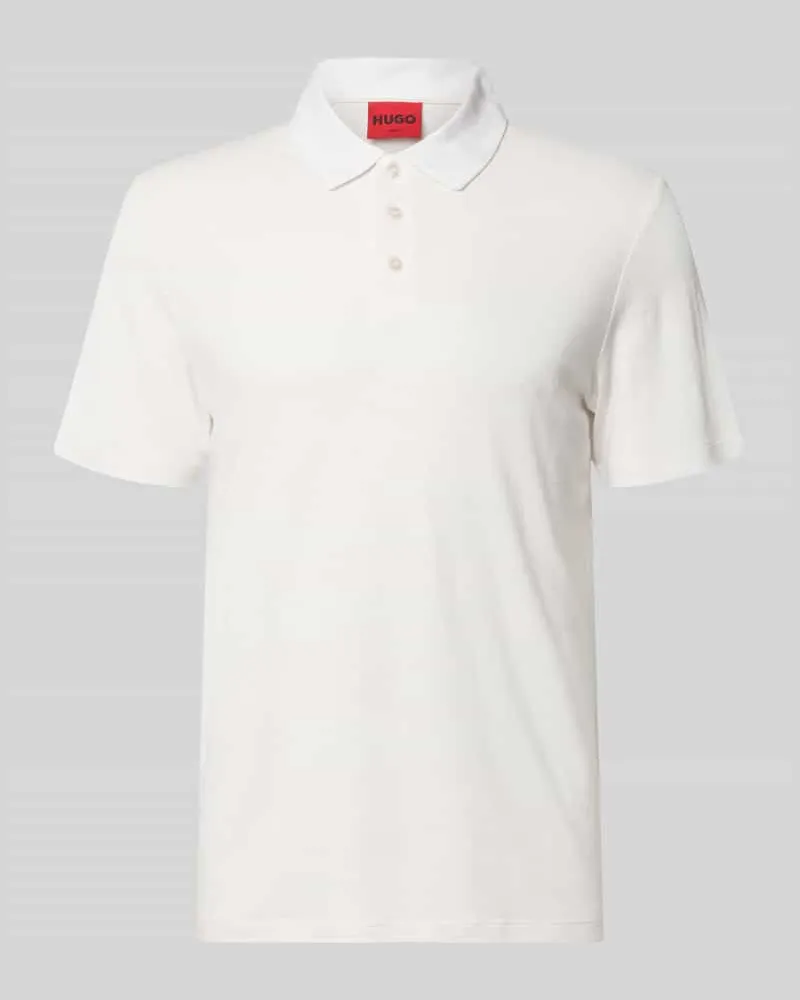 HUGO BOSS Slim Fit Poloshirt aus Lyocell-Leinen-Mix Modell 'DULINEN Offwhite
