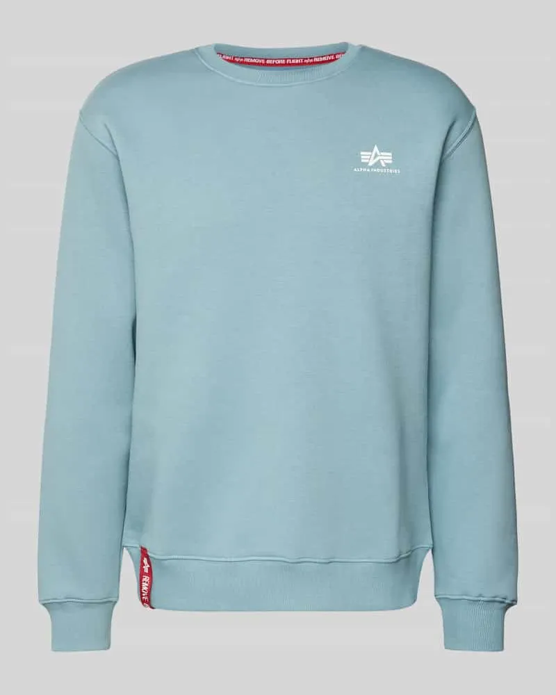 Alpha Industries Sweatshirt mit gerippten Abschlüssen Rauchblau