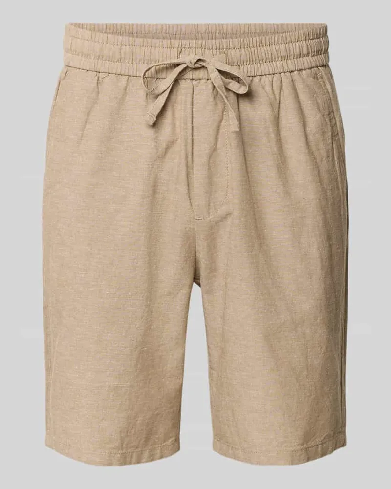 Only & Sons Regular Fit Bermudas aus Baumwoll-Leinen-Mix Modell 'LINUS Beige
