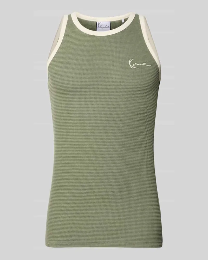 Karl Kani Slim Fit Top mit Logo-Stitching Oliv