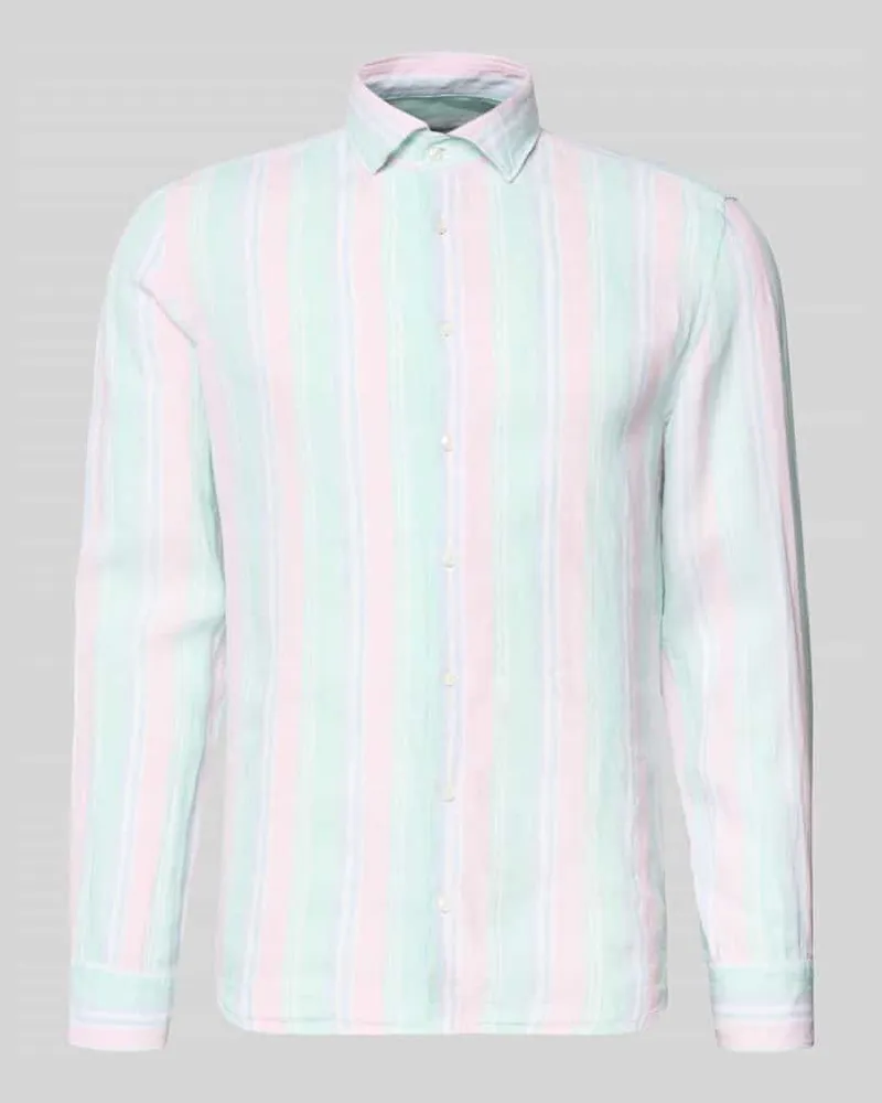 Seidensticker Slim Fit Leinenhemd mit Kentkragen Gruen