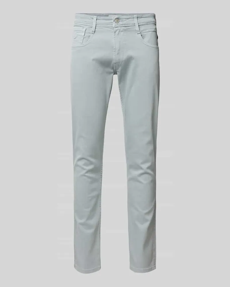 Replay Slim Fit Jeans im 5-Pocket-Design Modell 'ANBASS Silber