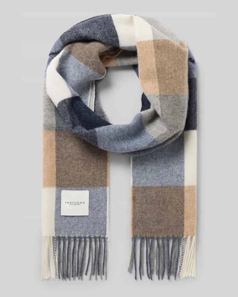 Profuomo Schal mit Label-Detail und Fransen Blau
