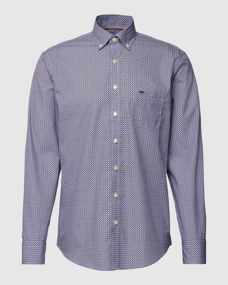 Fynch-Hatton Slim Fit Freizeithemd mit Button-Down-Kragen Dunkelblau