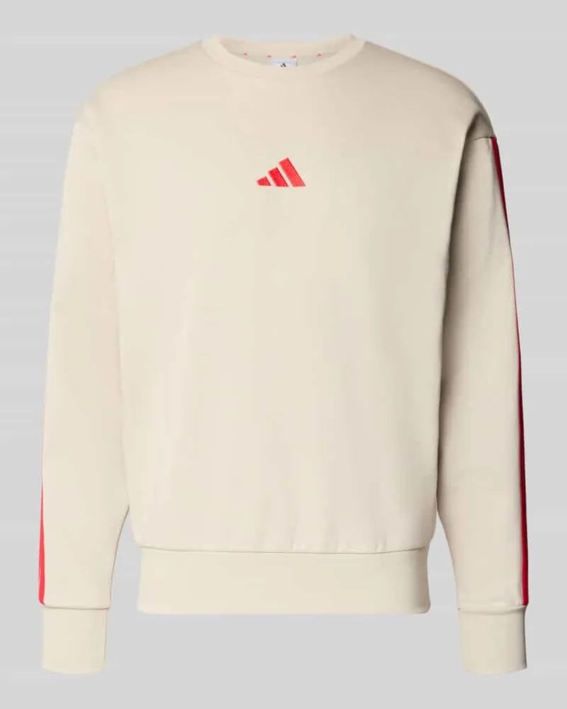 adidas Sweatshirt mit Label-Stitching Beige