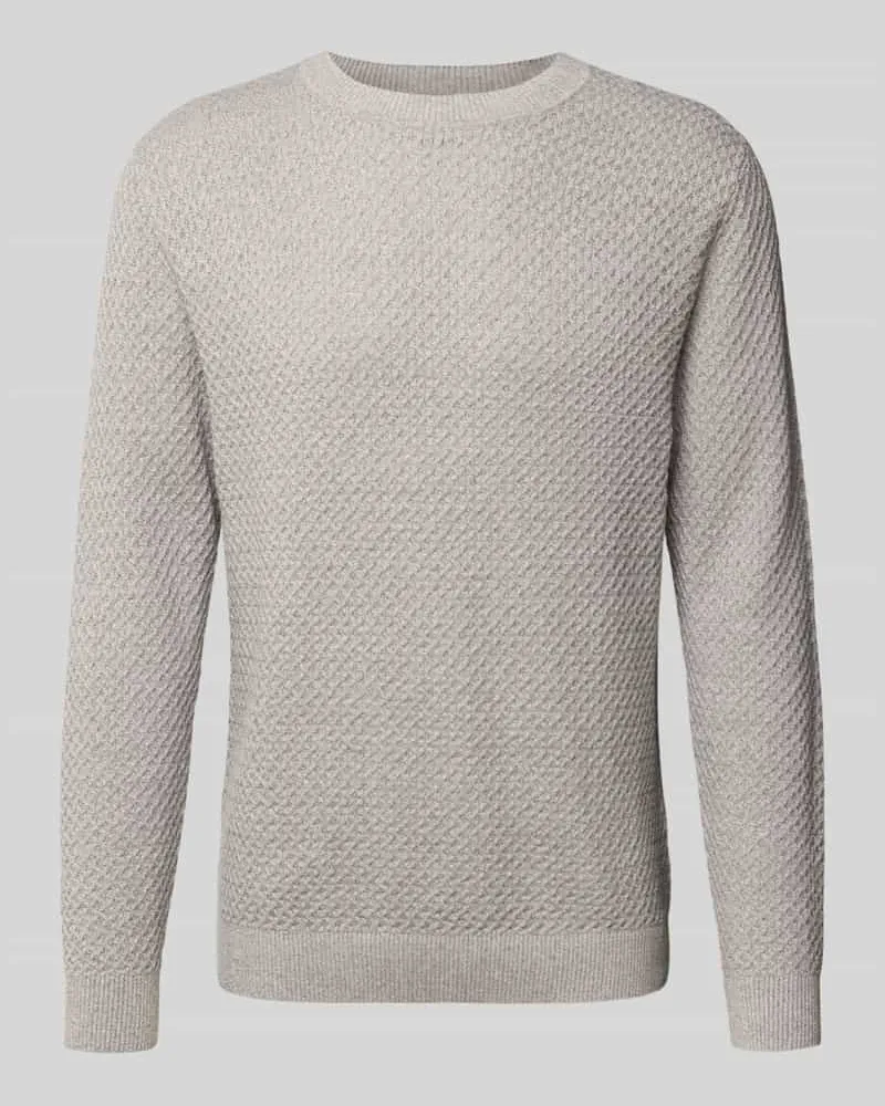 Jack & Jones Strickpullover mit Strukturmuster Modell 'BARKLEY Hellgrau