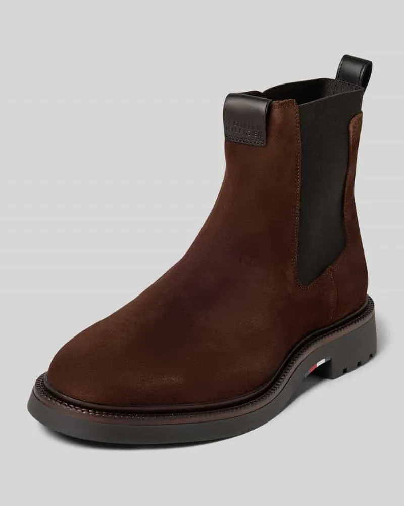 Tommy Hilfiger Chelsea Boots aus Veloursleder Mittelbraun