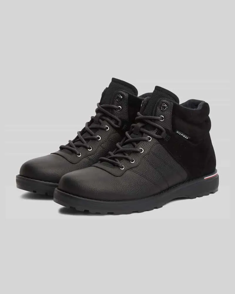 Tommy Hilfiger Schnürstiefel aus echtem Rindsleder Black
