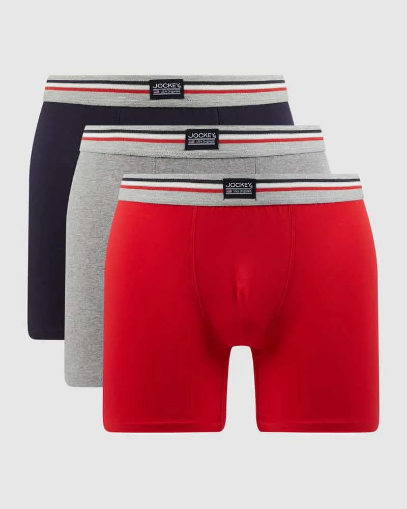 Jockey Trunks mit Label-Patch im 3er-Pack Rot