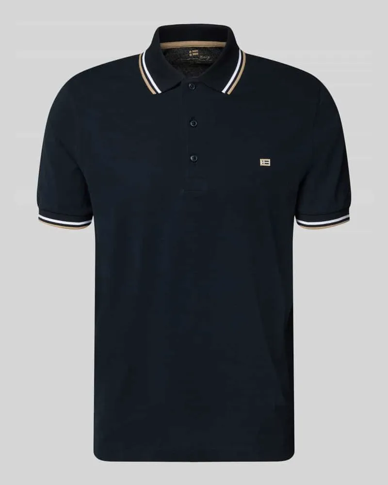 Christian Berg Regular Fit Poloshirt mit Kontraststreifen Marine
