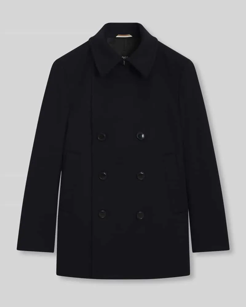 HUGO BOSS Slim Fit Trenchcoat aus Woll-Kaschmir-Mix Modell 'HYDE Marine