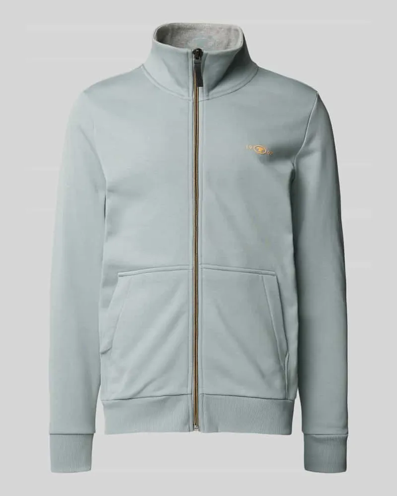 Tom Tailor Regular Fit Sweatjacke mit Stehkragen und gummiertem Logo-Print 