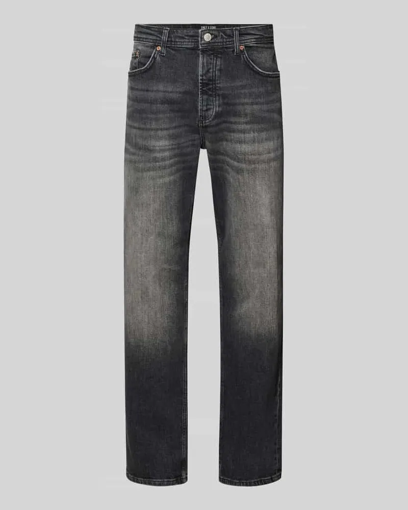 Only & Sons Straight Fit Jeans aus Baumwoll-Mix Modell 'EDGE Black