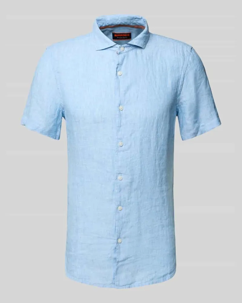 Superdry. Regular Fit Freizeithemd aus reinem Leinen Sky