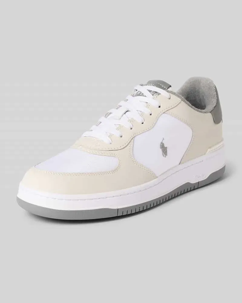 Ralph Lauren Low Top Sneaker aus Leder-Mix Modell 'MASTERS Weiss