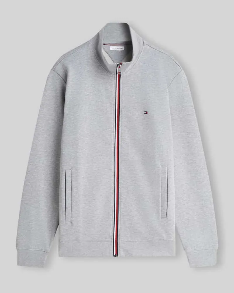 Tommy Hilfiger Regular Fit Sweatjacke aus reiner Baumwolle Hellgrau