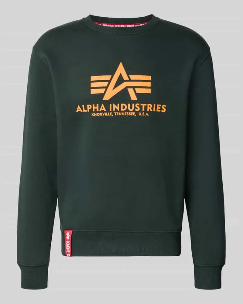Alpha Industries Regular Fit Sweatshirt aus Baumwoll-Mix mit Logo-Print Petrol