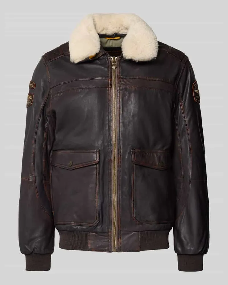 PME Legend Fliegerjacke aus Leder Modell 'SNOWPROP Dunkelbraun