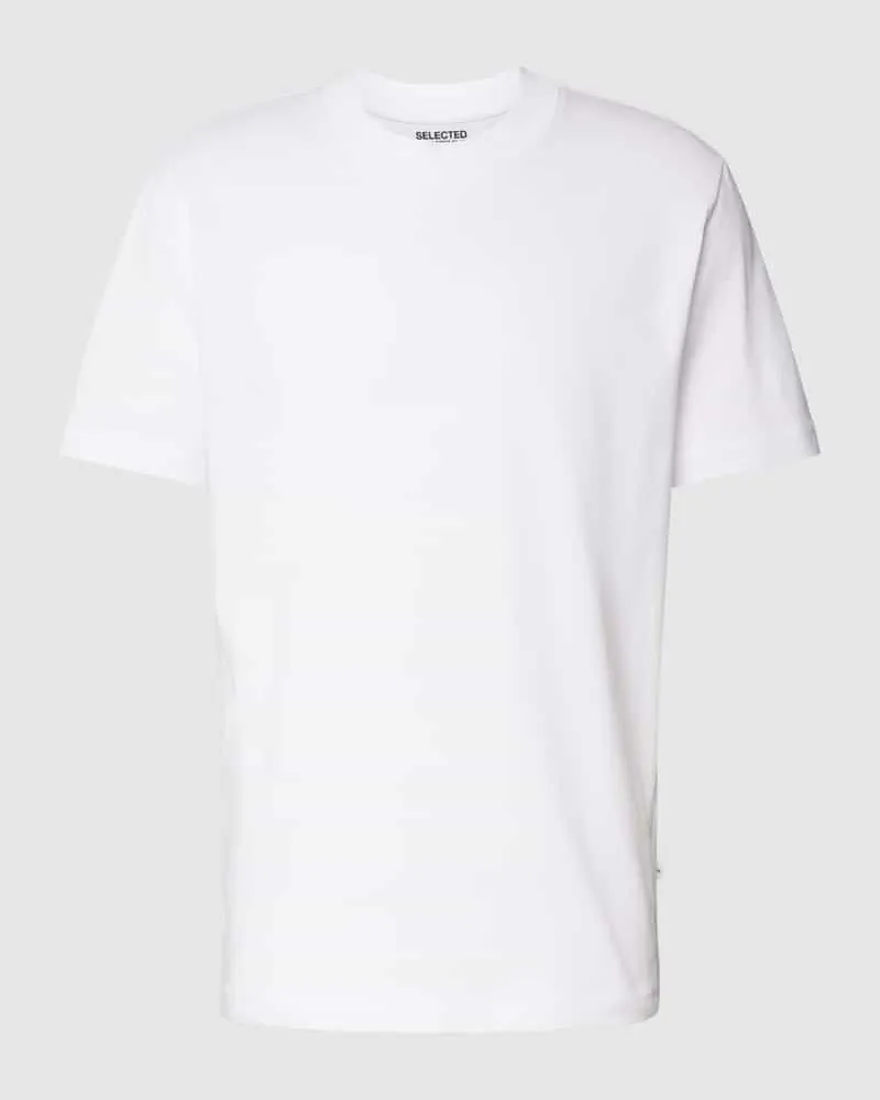 Selected Homme Regular Fit T-Shirt aus reiner Baumwolle Modell 'COLMAN Weiss